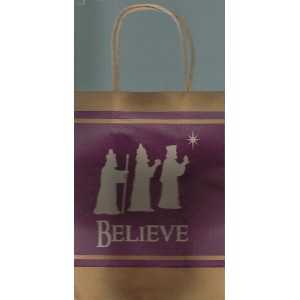 Christmas Paper Gift Bag - Believe - 3 Kings